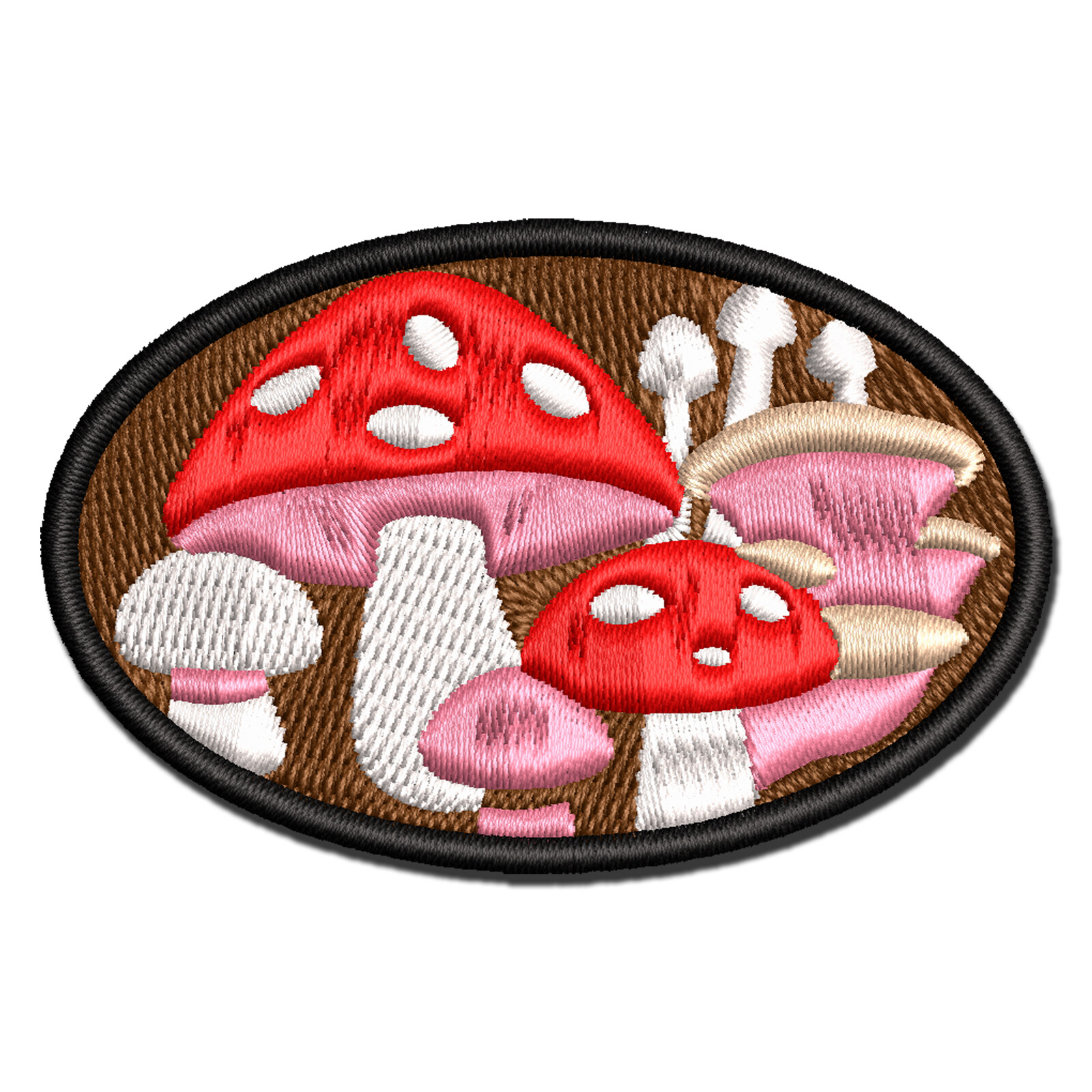 Mushrooms Fungus Fungi Toadstool Multi-Color Embroidered Iron-On Patch Applique