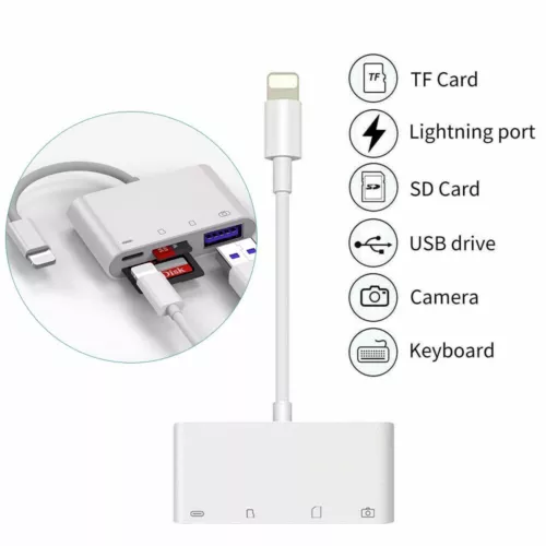 4in1 USB to Card Reader Adapter USB Camera Micro SD Memory Slot for iPhone iPad - Picture 3 of 12