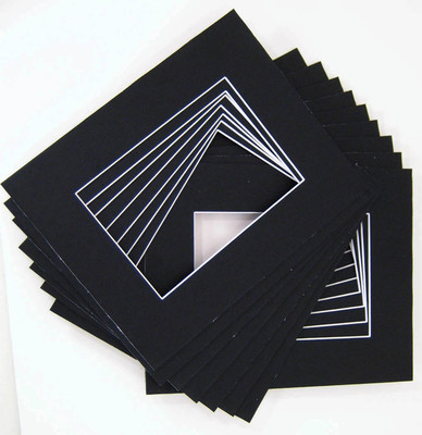Pack of 100, 16x20 Black Picture Mat for 11x14 Photo with White Core Acid-free