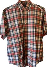 Vintage Ralph Lauren Polo Mens Plaid Short Sleeve Button Down Shirt Sz. L Cotton