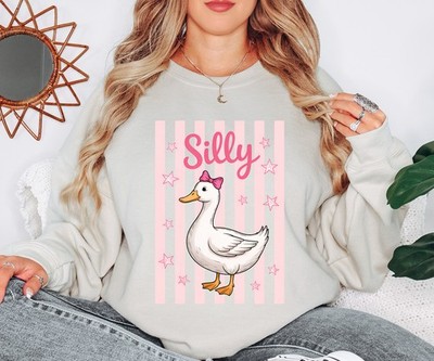 Silly Duck Damen Sweatshirt süß lustig Tierliebhaber Cartoon Geburtstagsgeschenk