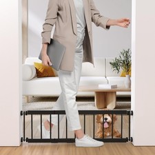 Dog Gate Indoor 18-45" Adjustable Metal Small Pet Gate Pressure Mounted Black 10