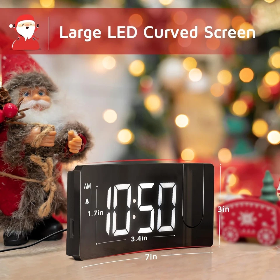Projection Alarm Clock, Digital Clock with 180° Rotatable Projector, 3-Level Bri - Image 3 of 4