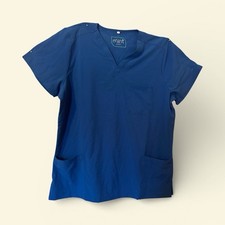 mint Blue Unisex Medical Scrub Top V-Neck Short Sleeve with Pockets Size xL