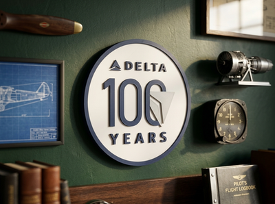 #ad Delta Air Lines 100th Anniversary 3D Wall Desk Shelf Sign Centennial Decor $29.99