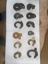 A Stunning Collection Of 12 Antique Chinese Jade And Hard Stone Pig Dragons