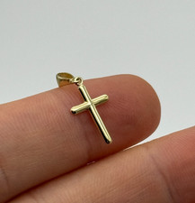 Solid 9ct Yellow Gold 10mm Tiny Cross Charm Pendant Only 10mmx16mm NEW