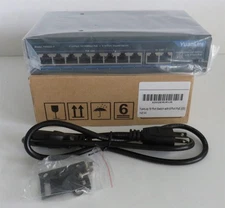 YuanLey YS082G-P 10 Port PoE Switch 8 Port 10/100Mbps + 2 Gigabit Uplink NEW
