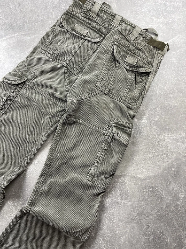 Pantalones cargo militares vintage de pana HLs - verde oliva (mujer) talla 34 Foto 3 de 4