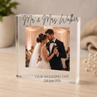 Personalised Wedding Day Acrylic Photo Block Mr & Mrs Gift Custom Photo Keepsake