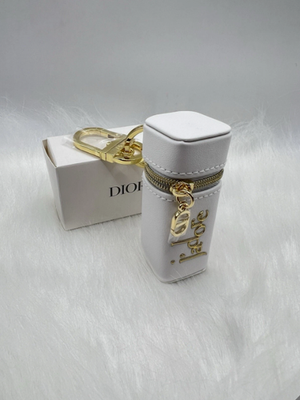 Dior Jadore Lipstick Perfume Case Keychain White Gold Travel