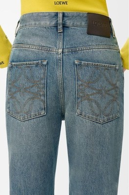 NEW LOEWE LADIES CURRENT ANAGRAM EMBROIDERIES COTTON JEANS 44/12