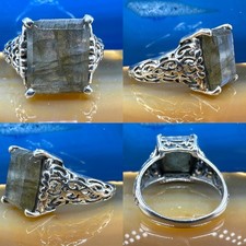 Labradorite Filigree Ring .925 Sterling Silver Size 9