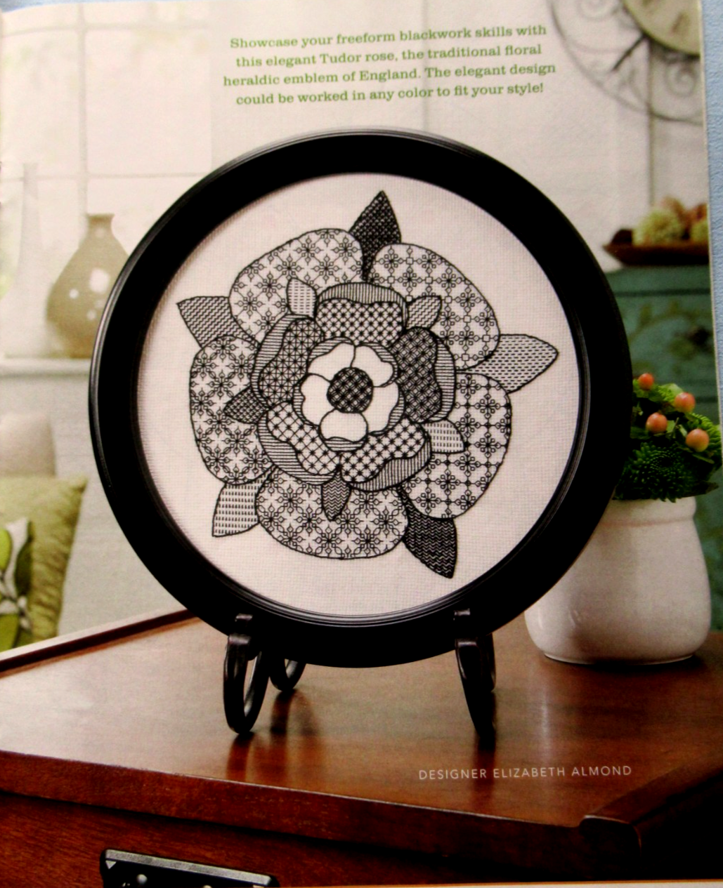 Freeform Blackwork Tudor Rose Outline Select Your Stitches CROSS STITCH ...
