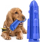 Dog Toothbrush Chew Toy Squeaky Dental Cleaning Rubber, Blue