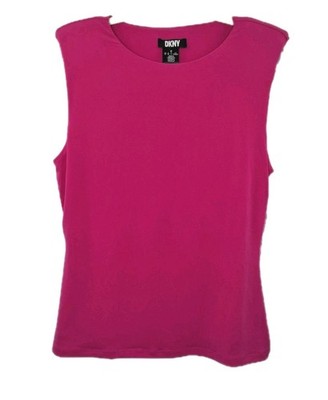 DKNY Crew Neck Shoulder Pads Pink Tank Top Size M Office Business Workwear 