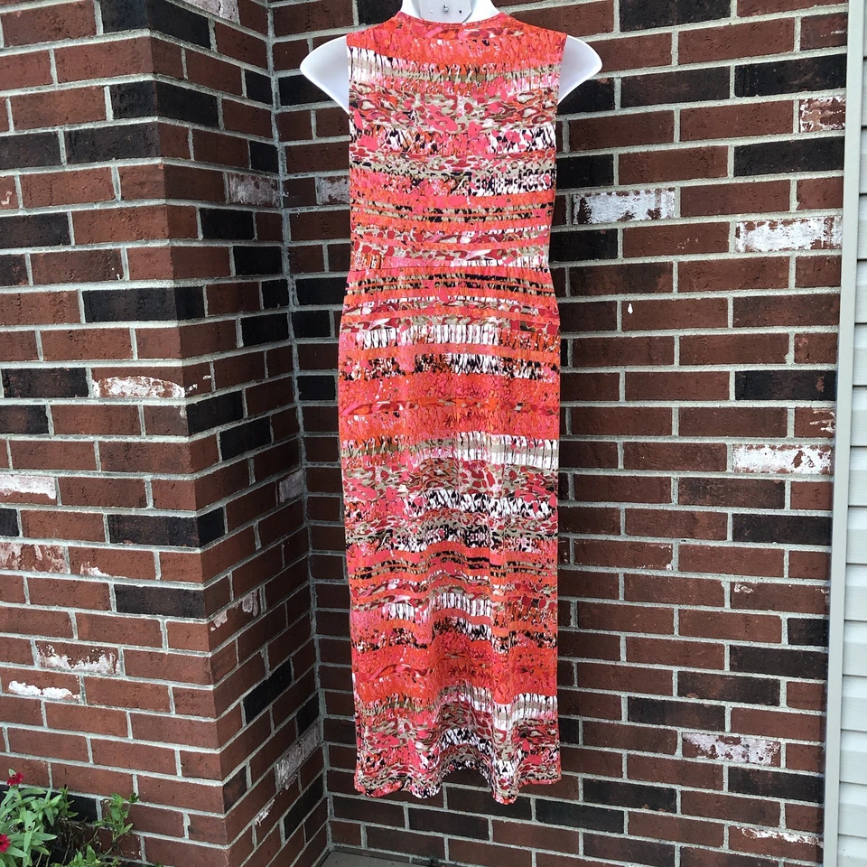 Tiana B womens XL orange patterned Sleeveless maxi dress Poly Spandex - Image 4 of 4