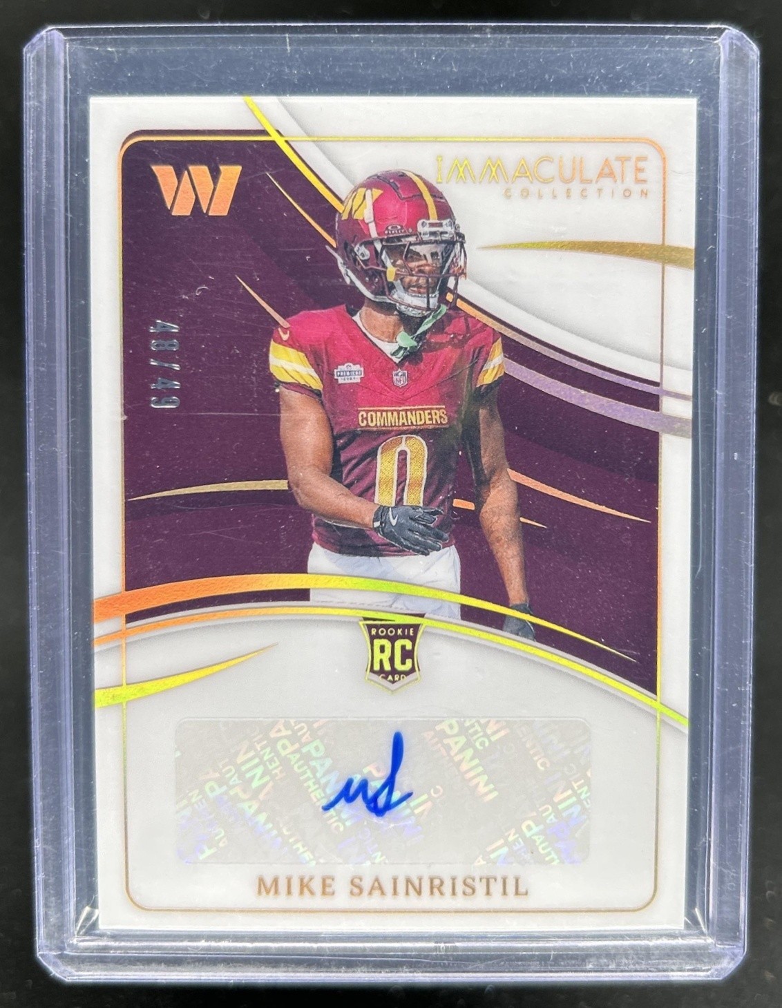 Mike Sainristil Panini Immaculate Collection Rookie Autographs #RAMSL Gold