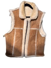 VTG Real Sheepskin Shearling Vest Brown Cowboy Western Ranch Men s 44