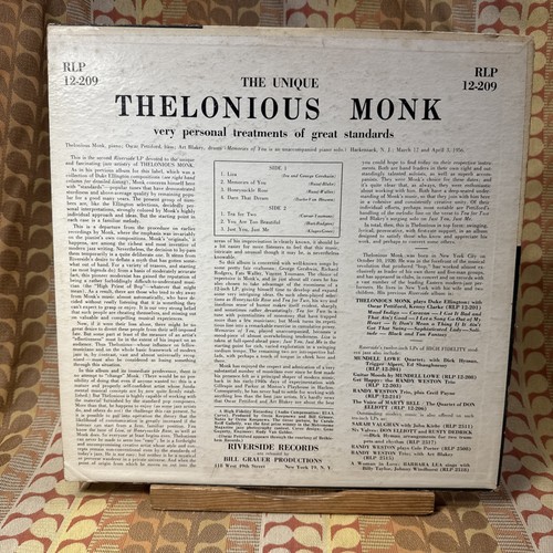 THELONIOUS MONK ~ The Unique ~ Riverside 12-209 ~ Mono DG White Label ~ Jazz LP - Foto 5 di 7