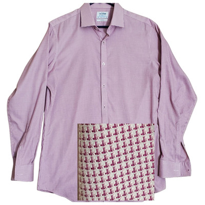 TM Lewin Mens Shirt Non-Iron Super Fitted Burgundy Button Up 100% Cotton 16.5 36