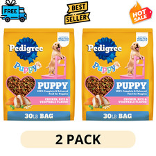 2 Pack Pedigree Puppy Dry Dog Food Chicken Vegetable Growth Protection 30lb Bag 0.95 per pound