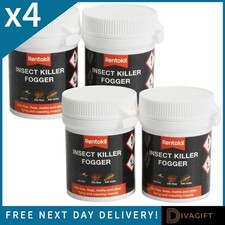 4 x RENTOKIL BED BUG BOMB SMOKE POISON FOGGER BEDBUG FLEAS MOTHS INSECT KILLER
