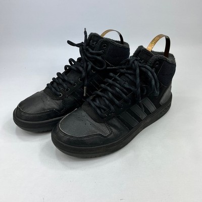 Adidas Hoops 2.0 Mid Herren Schwarz Sneaker UK8,5 Schnürschuhe Freizeit Komfort Warm Gefüttert