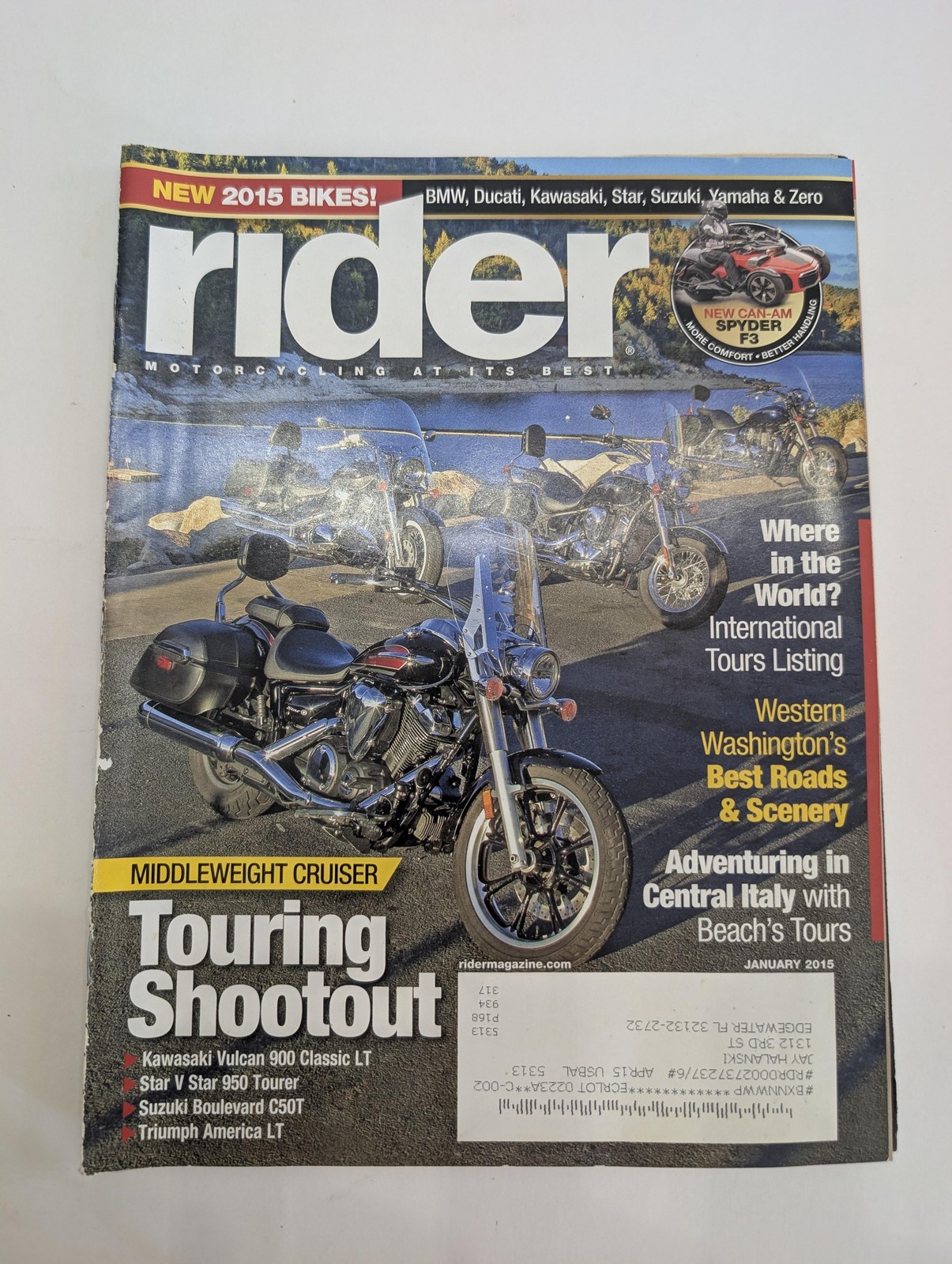 Rider Magazine January 2015 Middleweight Cruiser Touring Shootout Motorcycles