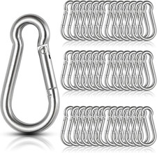 60Pcs Stainless Steel Carabiner Clip Spring-Snap Hook 1/4 In, M6 2 3/8 Inch
