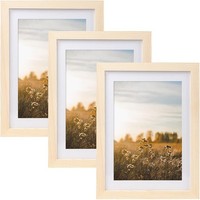 3Er Set Bilderrahmen Din A4 21X30 Cm Mit Passepartout, Mdf Holz-Rahmen Mit