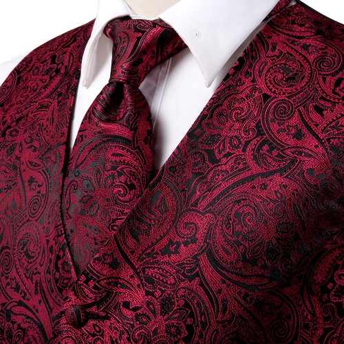 Men's Tuxedo Vest & Bowtie/Necktie Set, Classic Formal Waistcoat Paisley Floral - Picture 75 of 224
