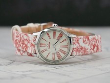 Omega 26mm De Ville Mini Tresor Steel Diamonds Ladies Watch Red Strap 428.17.26 2