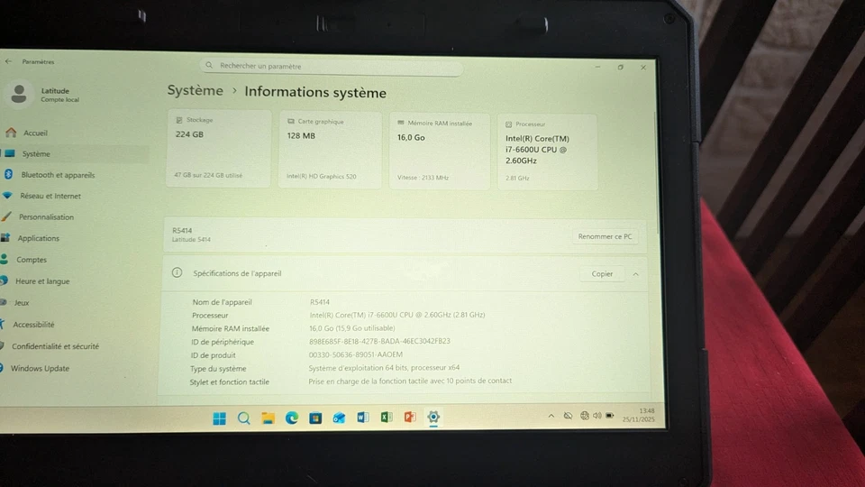 Dell Latitude 14 Rugged 5414 - i7 / 16 Go RAM / SSD 220 Go - Photo 2/4