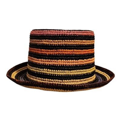 Greenpacha Handwoven Striped Raffia Bucket Hat – Size M  display picture 2
