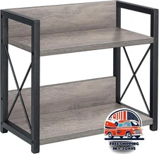 Estante organizador de madera para mostrador de café para el hogar gris pequeño