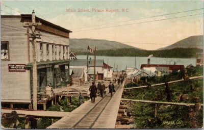Prince Rupert BC Postcard Main Street Carruthers Supply British Columbia E80