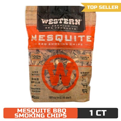 Western Premium BBQ Products Mesquite BBQ Smoking Chips, 180 Cu In