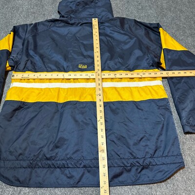 NAVY Jacket Mens XL Blue Yellow Windbreaker Full Zip Hooded