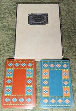 Vintage Pattern Quilt 70s Brown Blue Congress 606 Playing Cards Two Decks