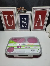 Smart Planet Large 3 Compartment Eco Silicone Collapsible Meal Kit Pink 