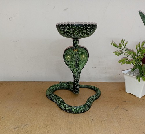 Python Serpent Statue Oil Diya Lamp Brass Reptiles Snake Sculpture Decor AJ181 - Picture 8 of 12