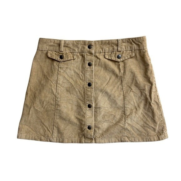 BDG Urban Outfitters Women's Casual Tan Brown Button Front Mini Skirt Size Large
