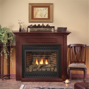 42 Inch Dv Gas Fireplace With Blower In Cherry Mantel Ip Control