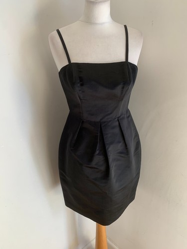 L.K. Bennett bustier cocktail dress 8 VGC corset black silk strappy fitted mini - Picture 2 of 8