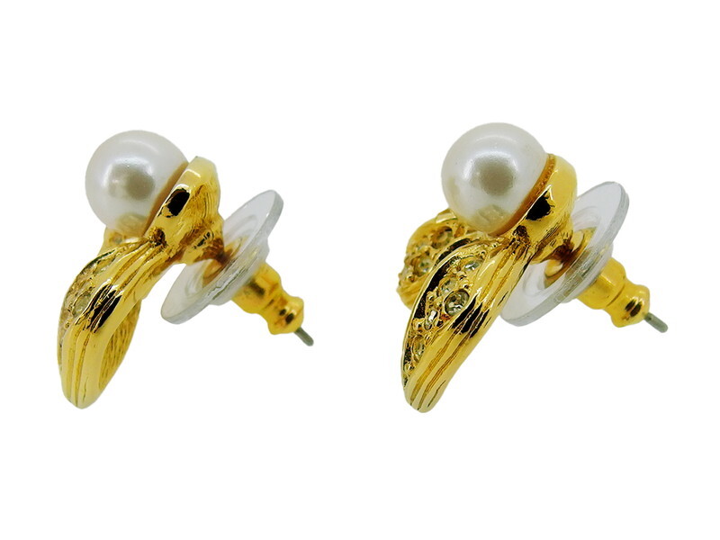Dior earrings fake pearl ivory gold Authentic Used t23831 | eBay