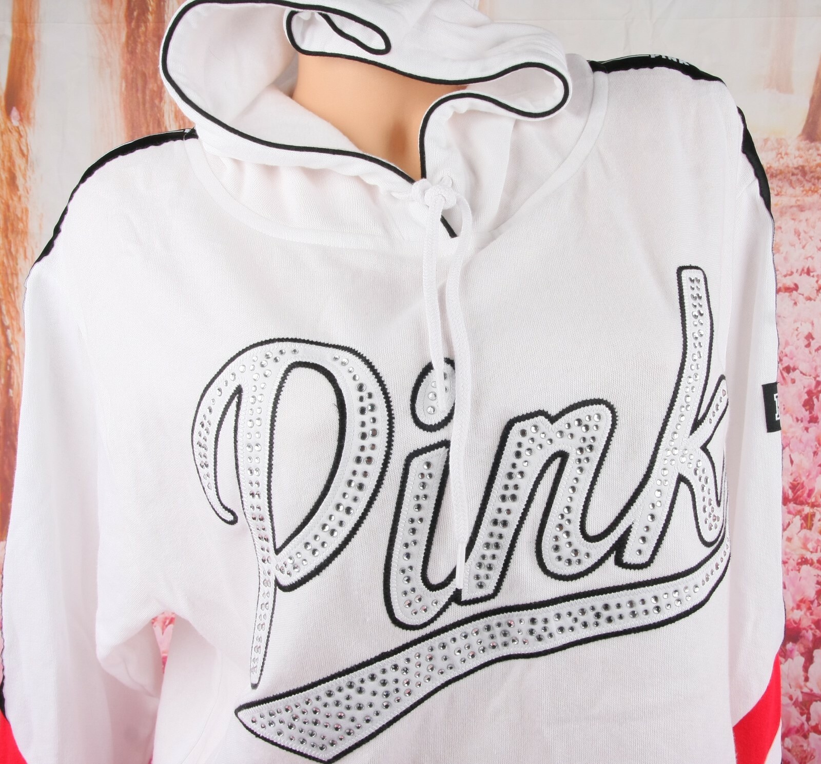 Victoria's Secret PINK Hoodie Sweatshirt Rhinestone Bling Pullover hood Logo  M | eBay