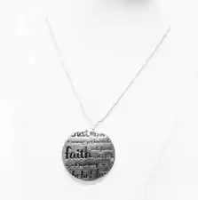 Round Silver Plated Pendant w/trust/faith/courage/belief Message Necklace