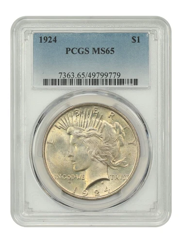 1924 Peace Silver Dollar $1 PCGS MS 65