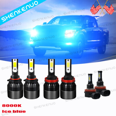 For Nissan Titan 2017- 2021 C9 Ice Blue 9005 H11 LED Headlight+ Fog Lamps Kit 6x